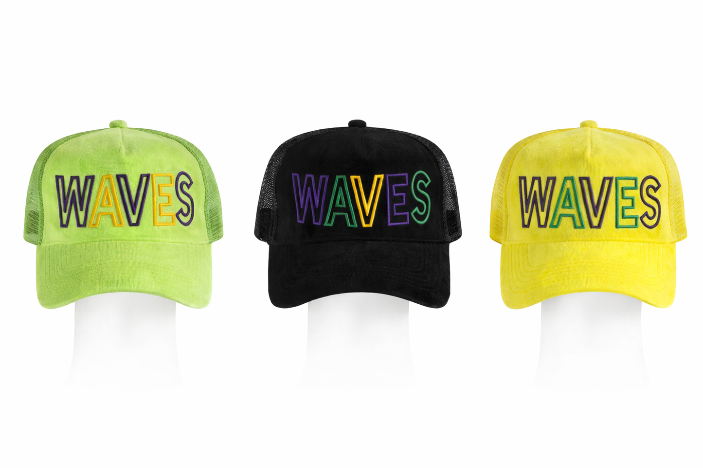 Oversized WAVES Velvet Trucker SnapBack Hat