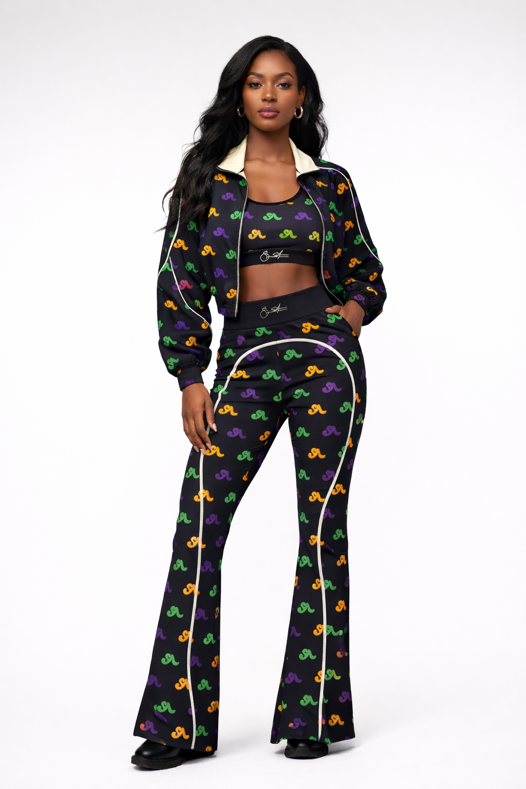 Mardi Gras Monogram Active 3 Piece Set