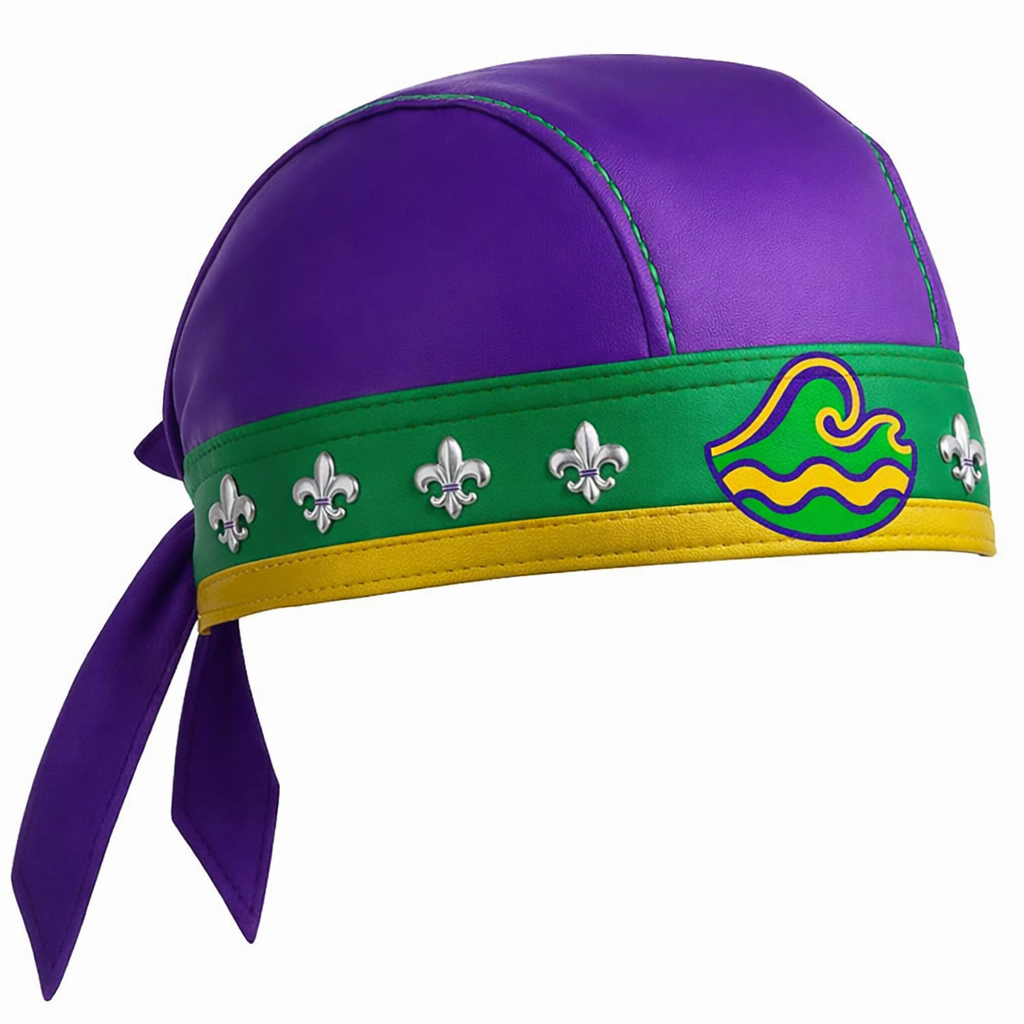 Leather Waves Skull Biker Cap