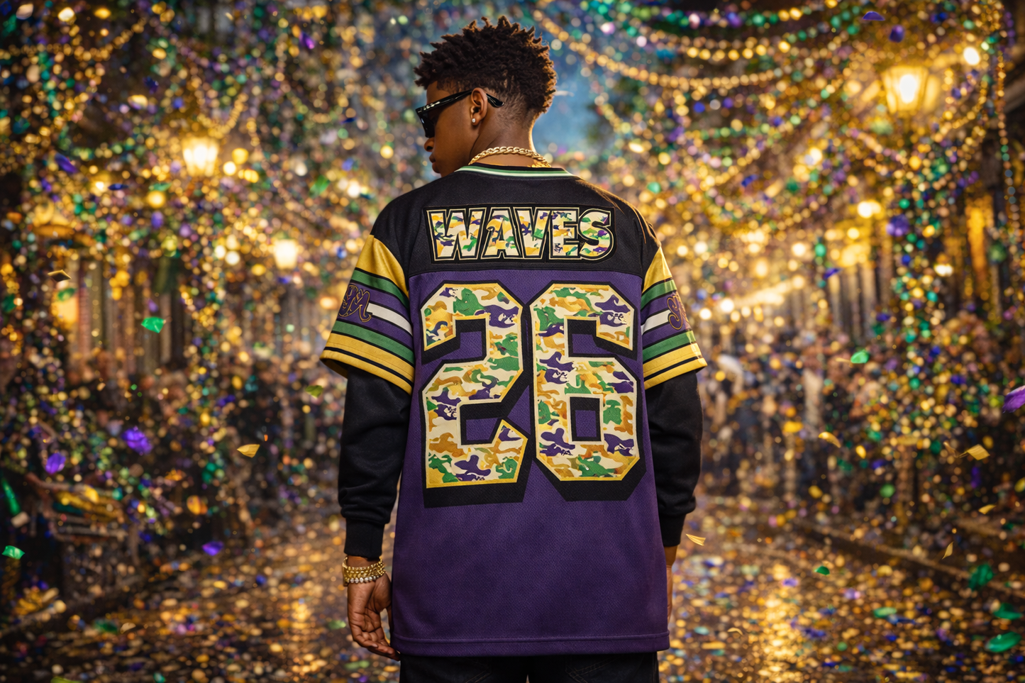 Kids Waves Basketball Mardi Gras Jersey