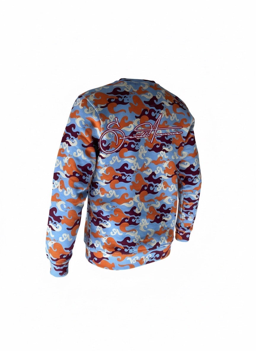 (2 Colors) Camo Signature Waves Crewneck