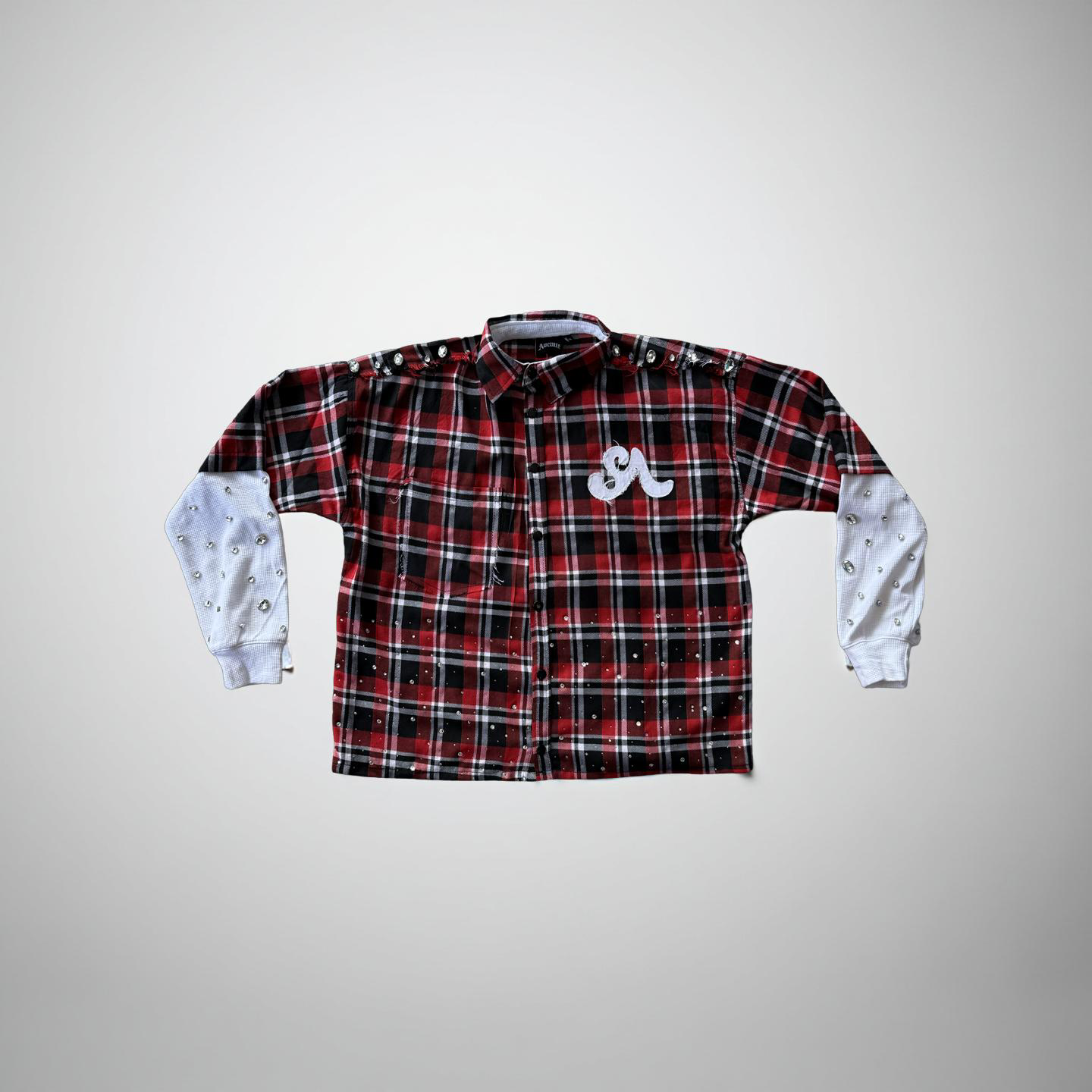 (2 Colors) Rhinestone Flannel Seventh Ave Shirt