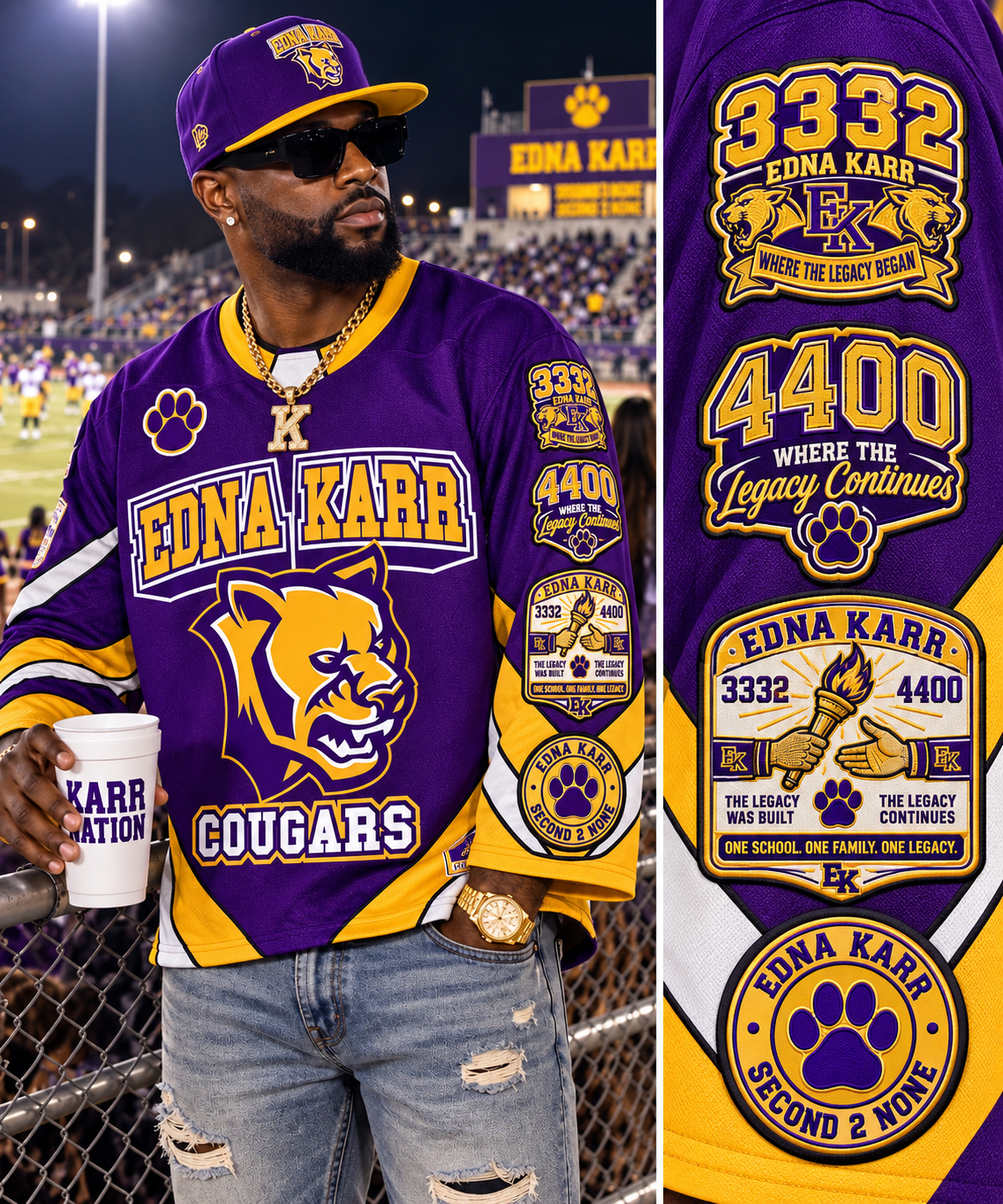 Pre-Order!!! Adults Unisex Edna Karr Hockey Jersey (Order One size up for best fit)100% Embroidered (available Sep 23)