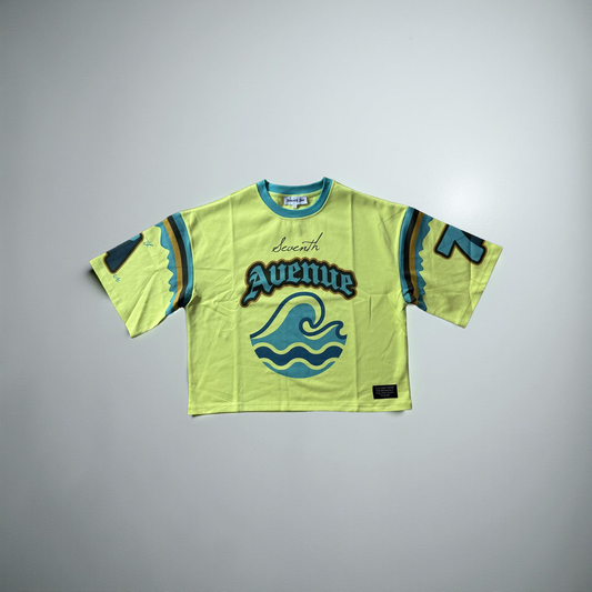 Wavy Crop Designer Jersey T-Shirt. (Neon)