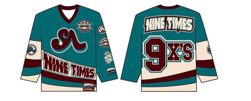 Pre-Order!!! (2 Colors) Adults Unisex 9XS Hockey Jersey (Order One size up for best fit)100% Embroidered (available Nov 10)