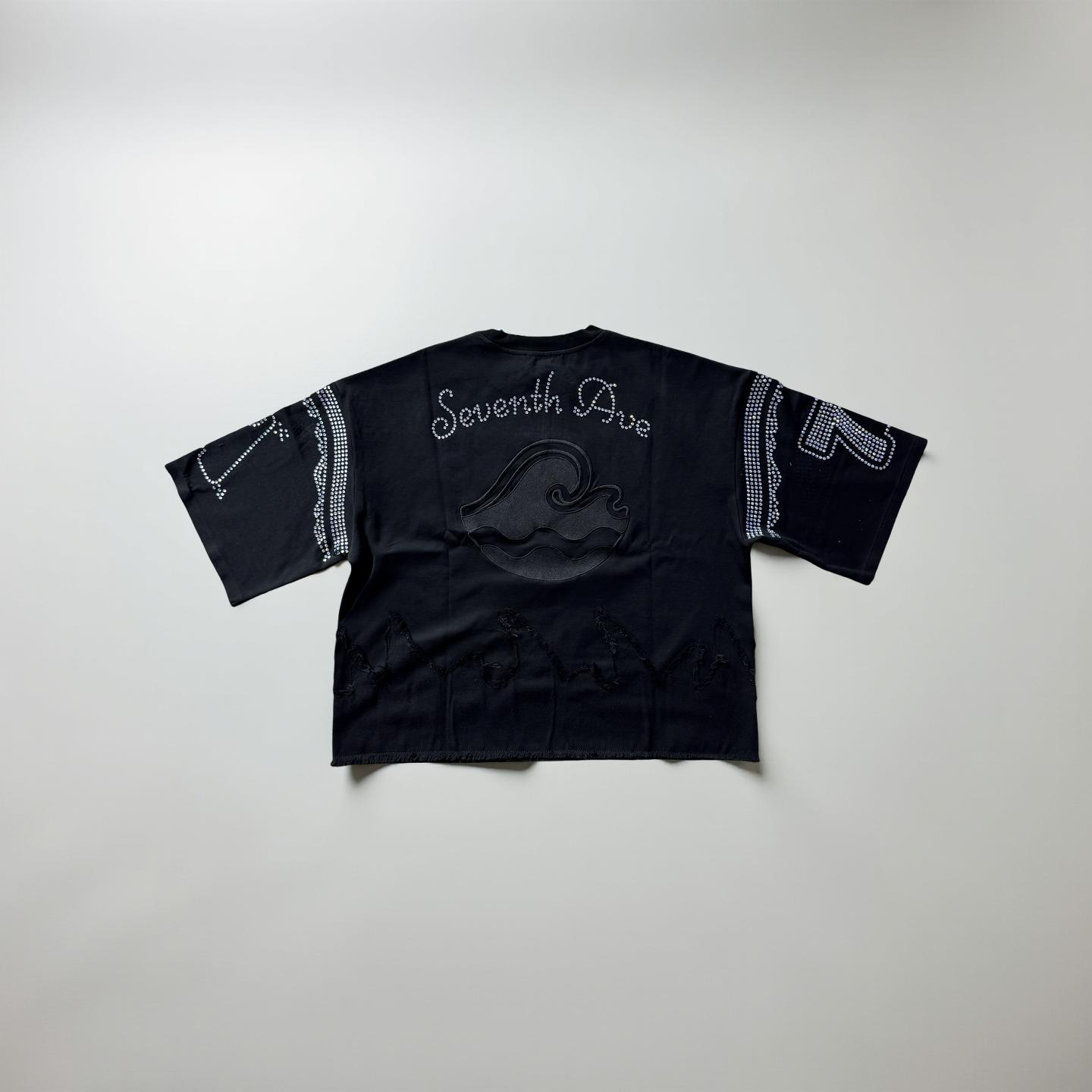 Wavy Crop Distressed (Black/Rhinestones)