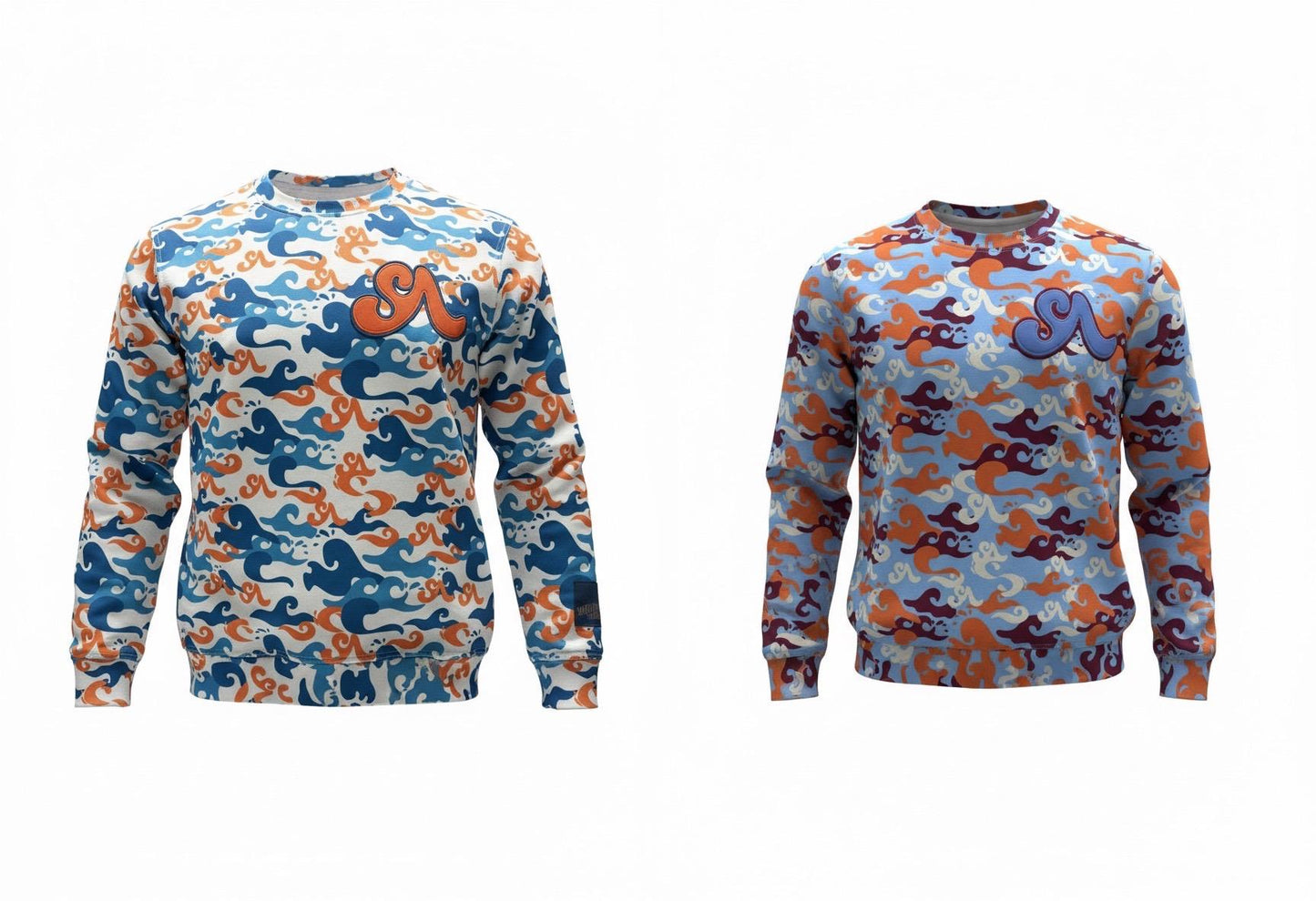 (2 Colors) Camo Signature Waves Crewneck