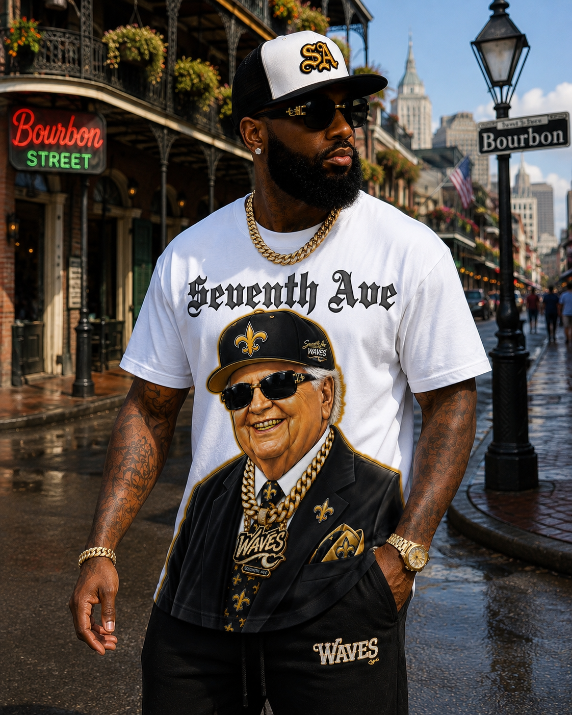 (Pre-Order) (2Colors) 60th Year Anniversary Tom Benson Wavy T-Shirt (Ships/Pickup by Sep 5)