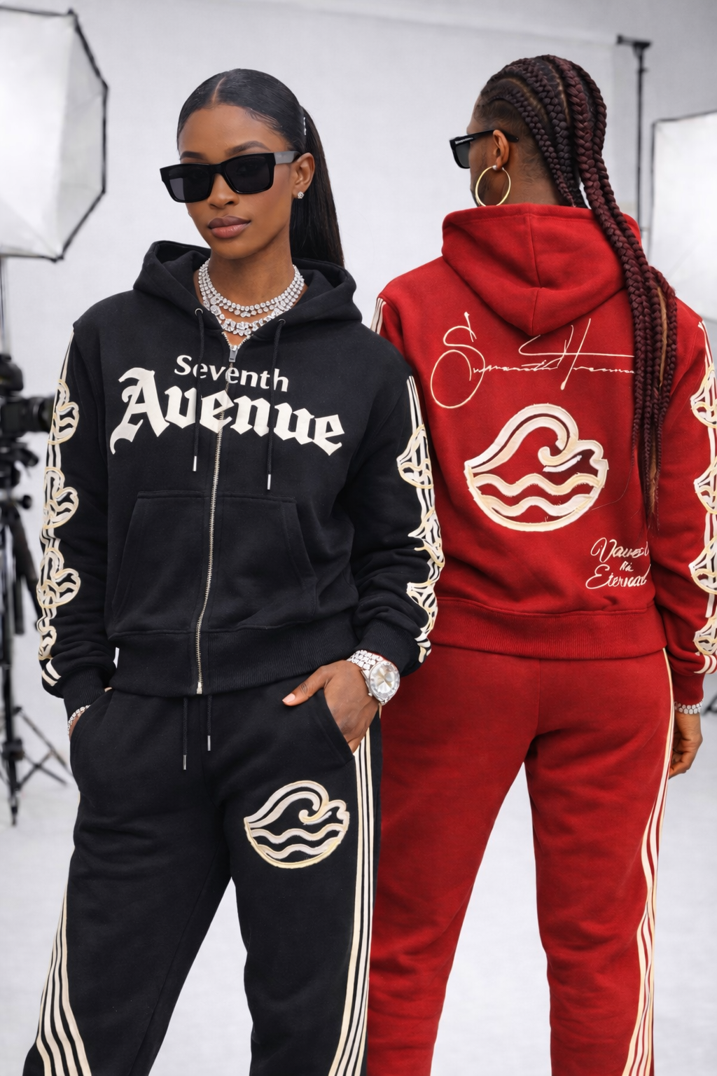 (2Colors) Avenue Signature Hoodie Track Suits Set