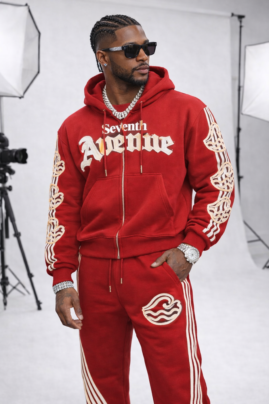 (2Colors) Avenue Signature Hoodie Track Suits Set