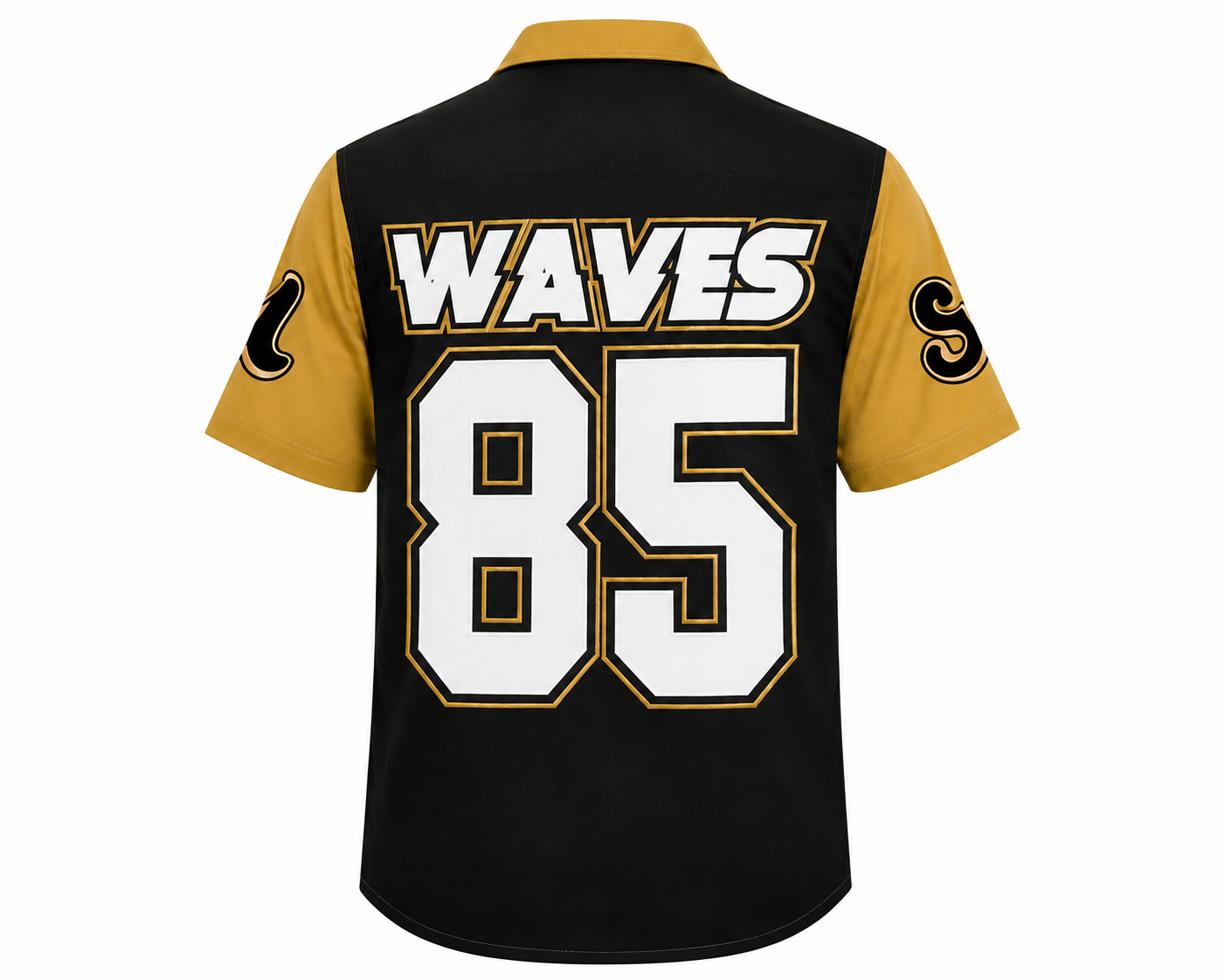 Unisex Waves Workman button down shirt (Black/Gold)