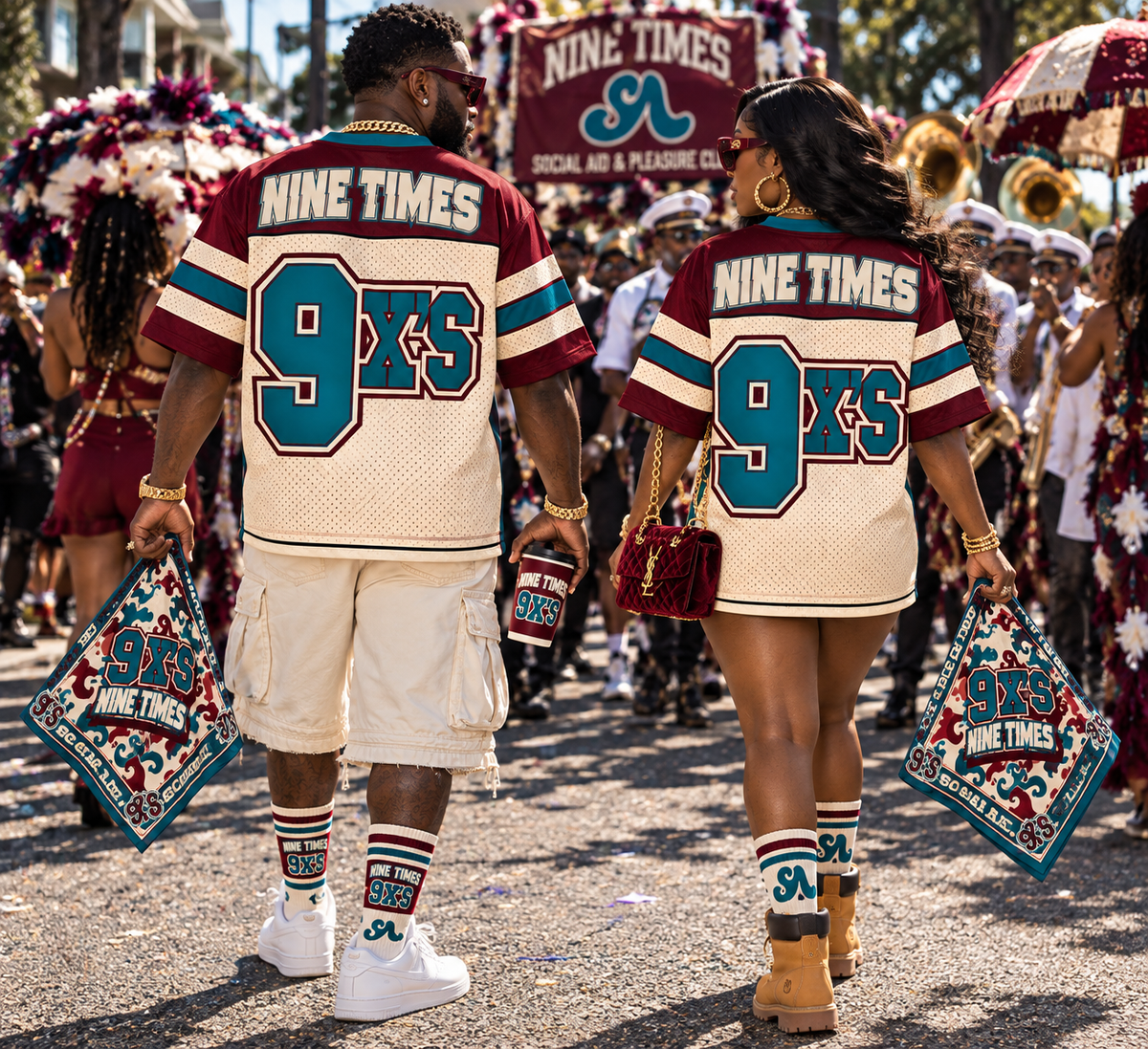 Pre- Order!!! Unisex 9X's x Seventh Ave Collab Football Jersey (Available Nov 1st)