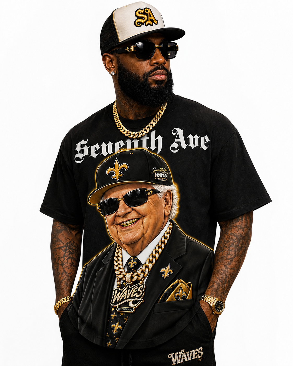 (Pre-Order) (2Colors) 60th Year Anniversary Tom Benson Wavy T-Shirt (Ships/Pickup by Sep 5)