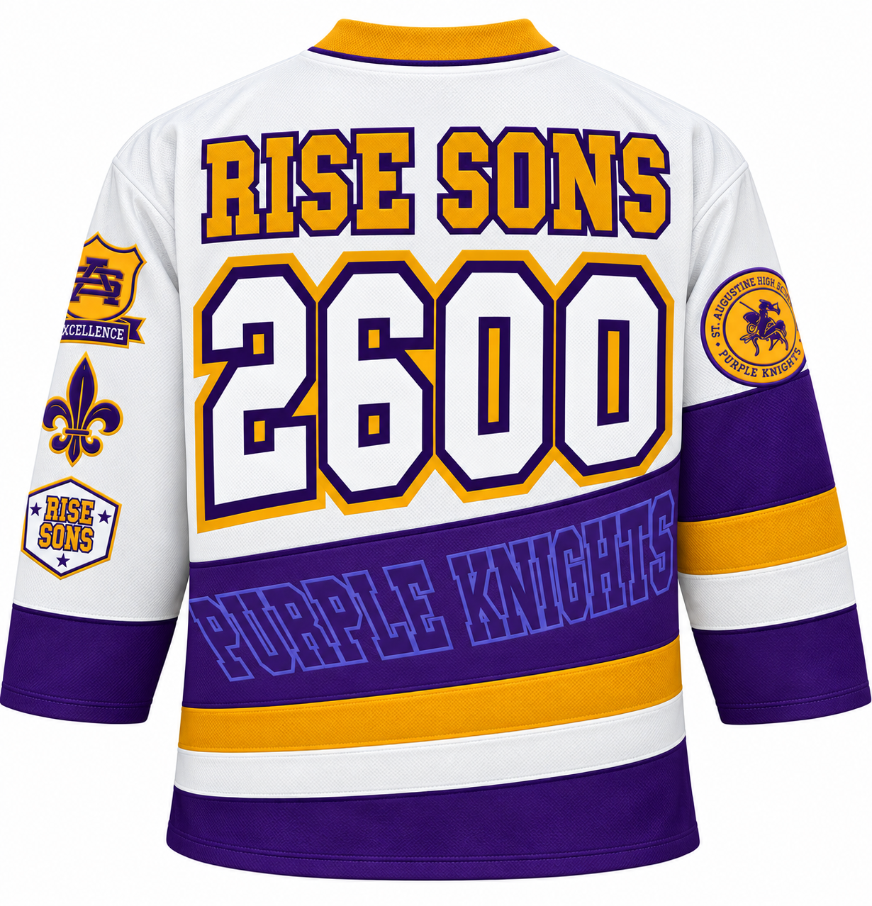 Pre-Order!!! (White) Adults Unisex St.Aug Hockey Jersey (Order One size up for best fit)100% Embroidered (available Sep 23)