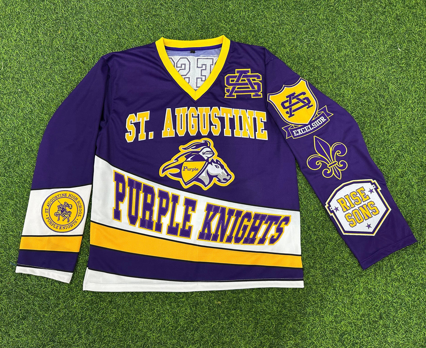 Adults Unisex St.Aug Hockey Jersey (Order One size up for best fit)100% Embroidered (available Sep 5)