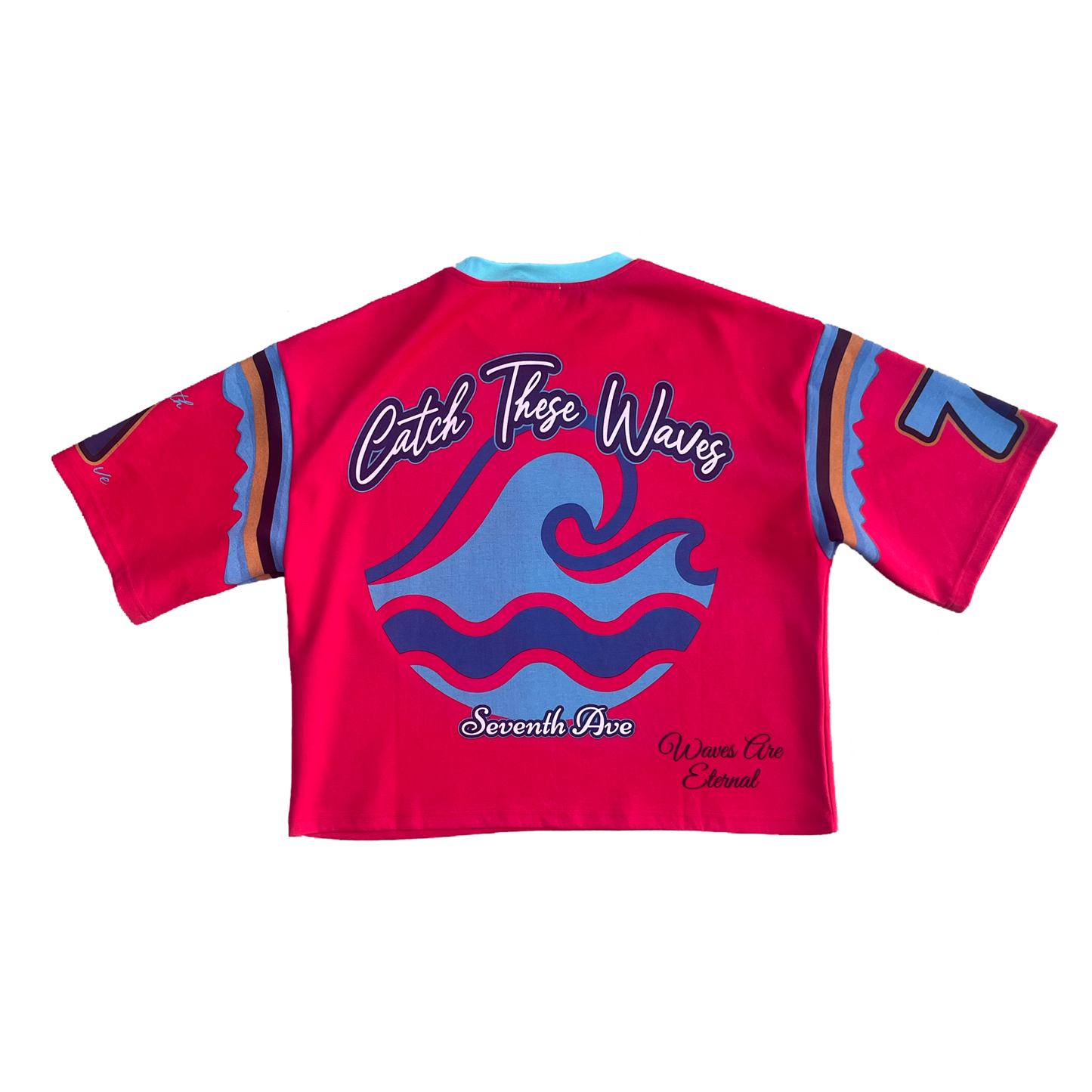 Wavy Crop Designer Jersey/Shirt (Red)