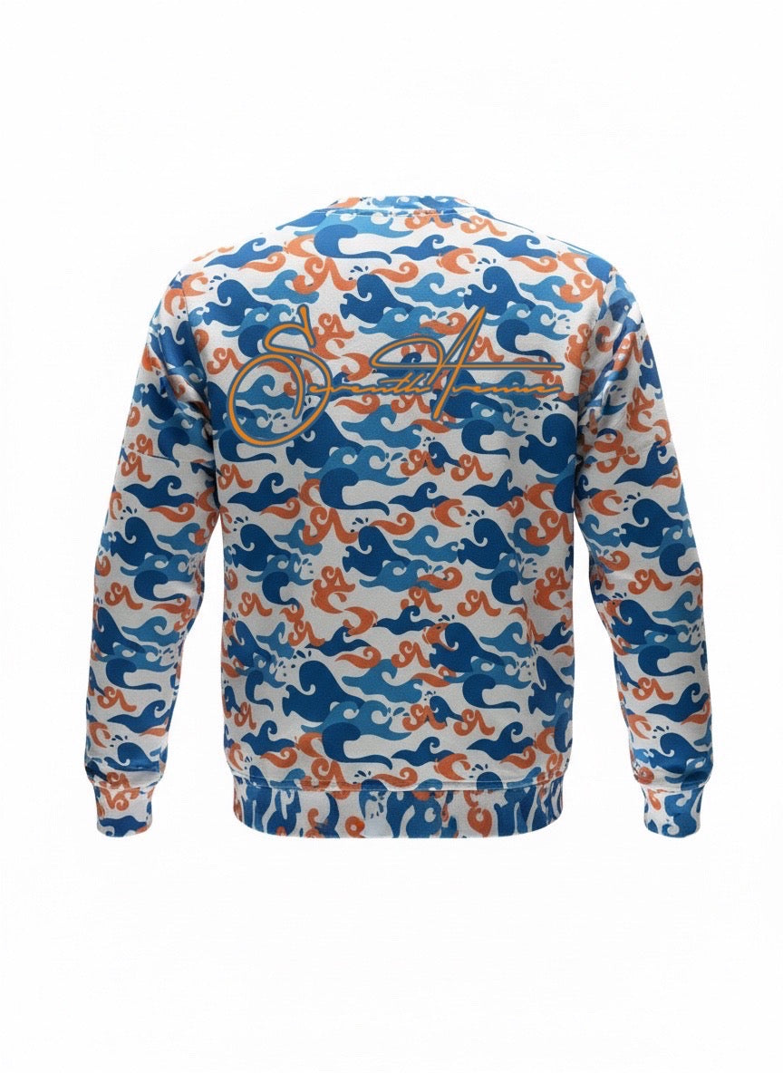 (2 Colors) Camo Signature Waves Crewneck