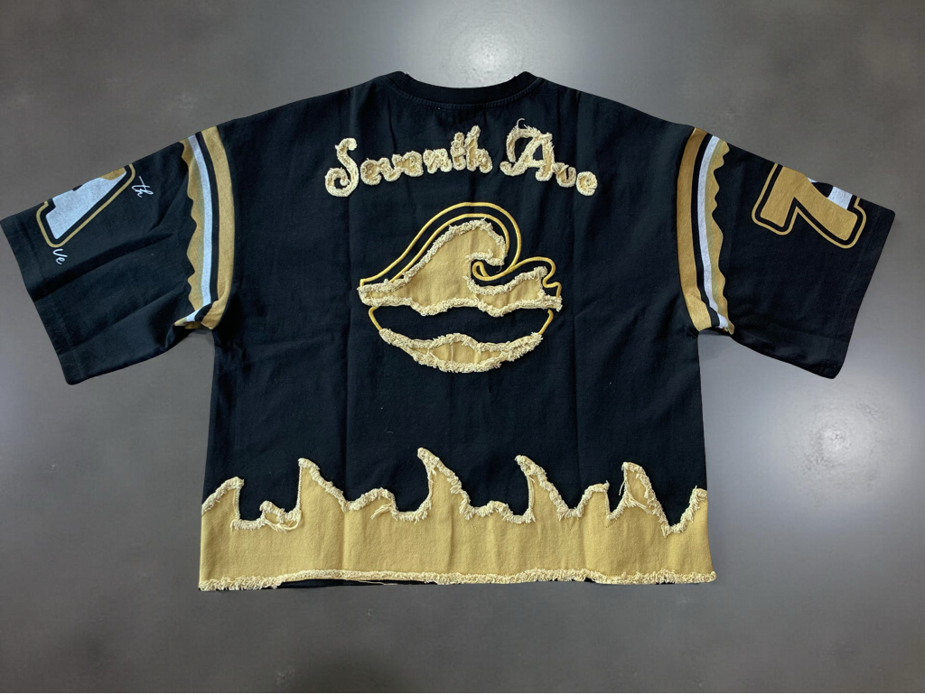 Wavy Crop Distressed (Black/Gold)