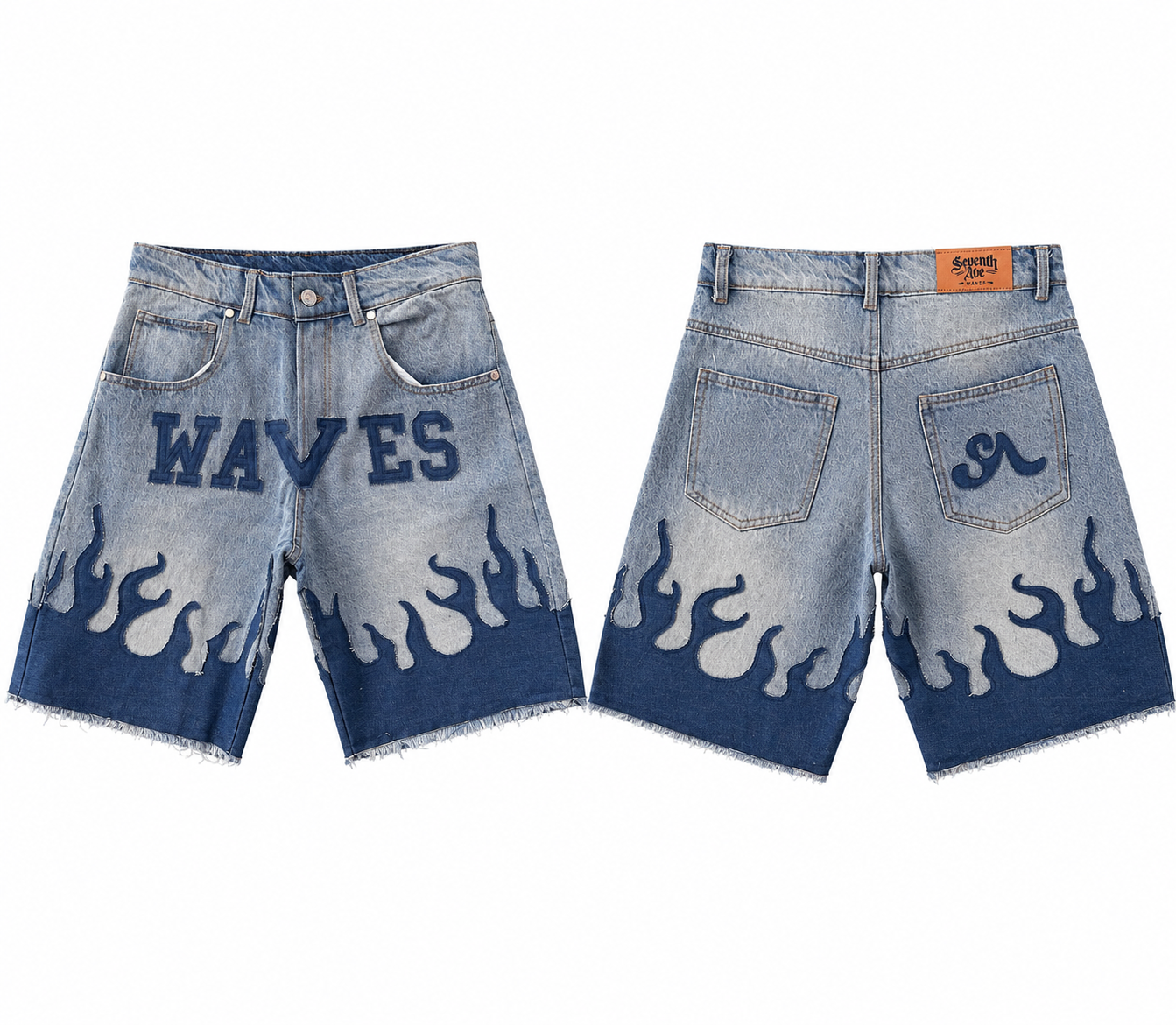 (4 Colors) Denim on Denim WAVES Shorts..