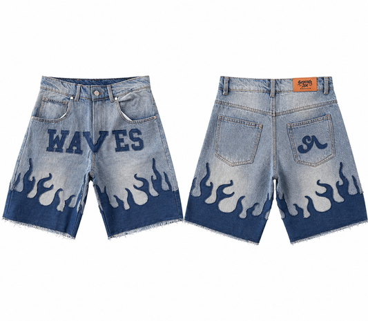 (4 Colors) Denim on Denim WAVES Shorts..