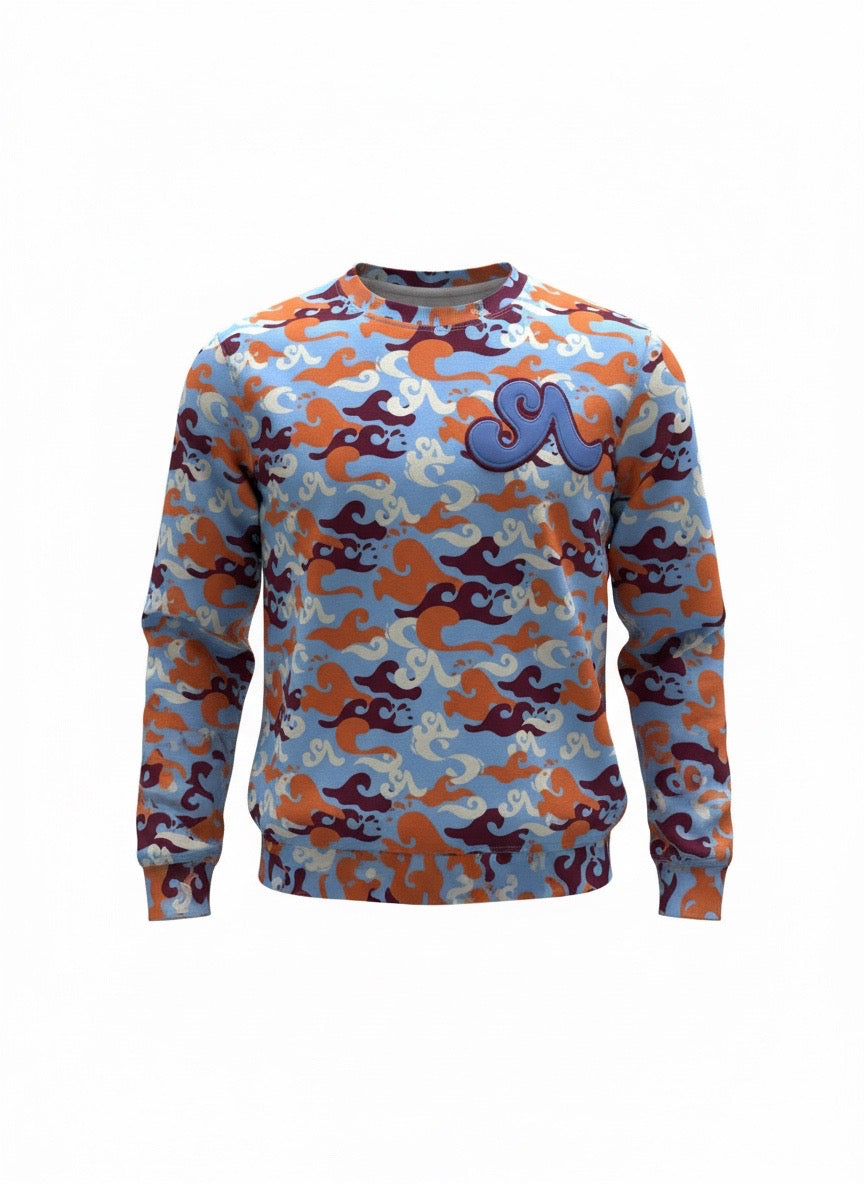 (2 Colors) Camo Signature Waves Crewneck