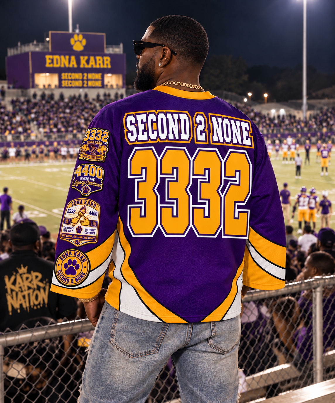 Pre-Order!!! Adults Unisex Edna Karr Hockey Jersey (Order One size up for best fit)100% Embroidered (available Oct 10) 3332 or 4400 Option