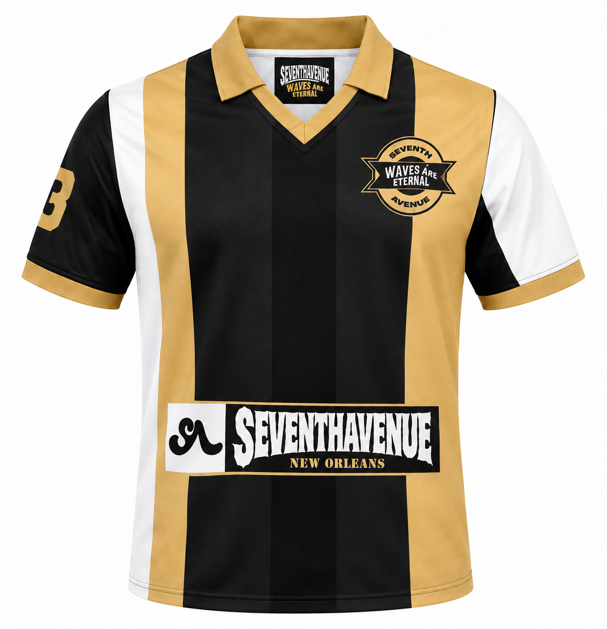 Unisex Waves Short sleeve soccer jersey (Black & Gold)