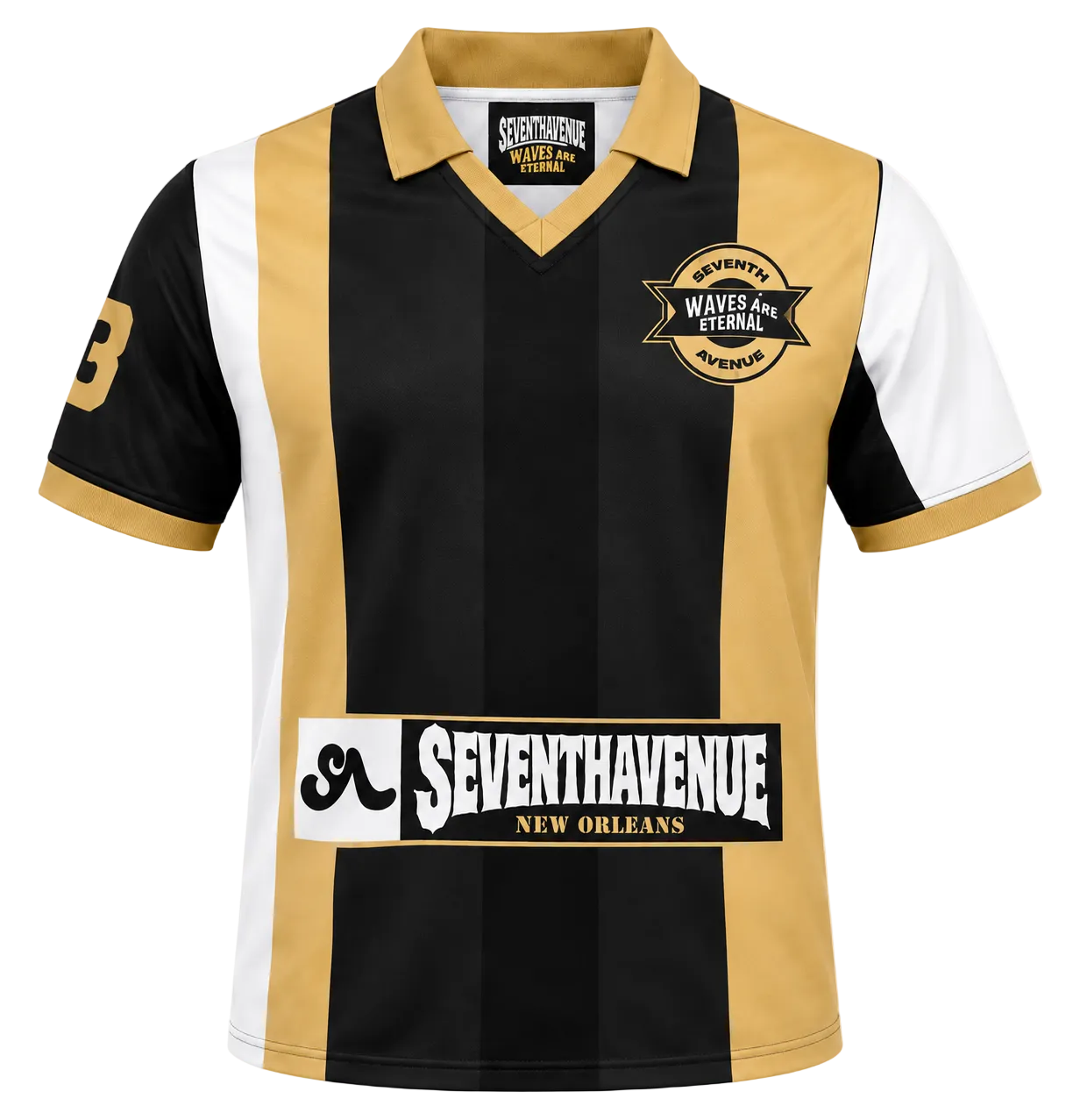 Unisex Waves Short sleeve soccer jersey (Black & Gold)