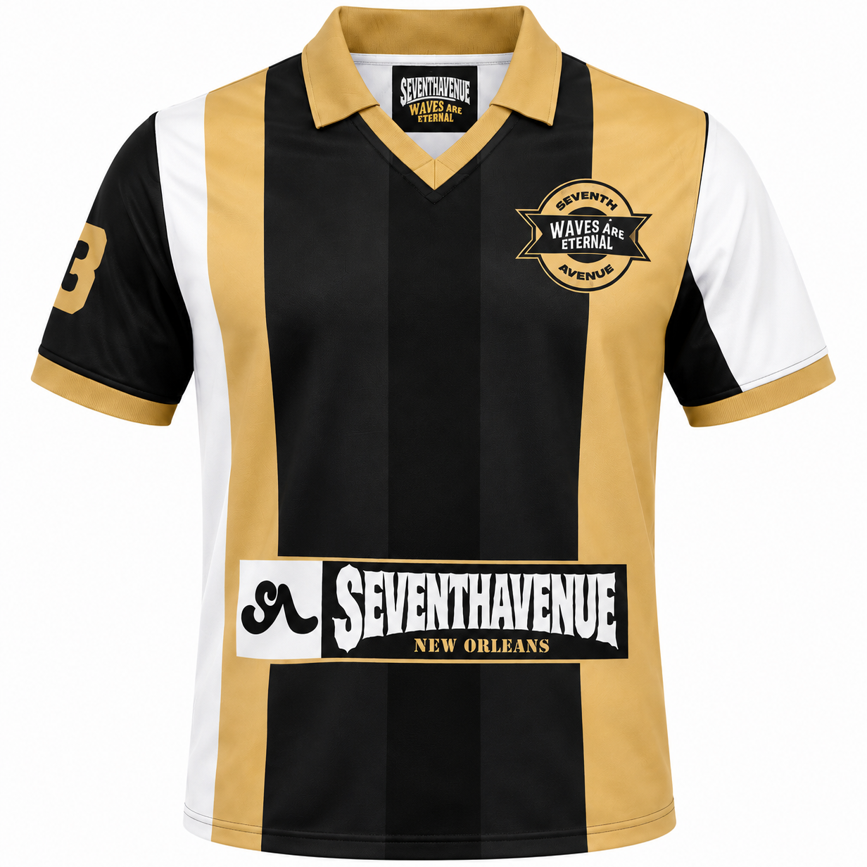 Unisex Waves Short sleeve soccer jersey (Black & Gold)
