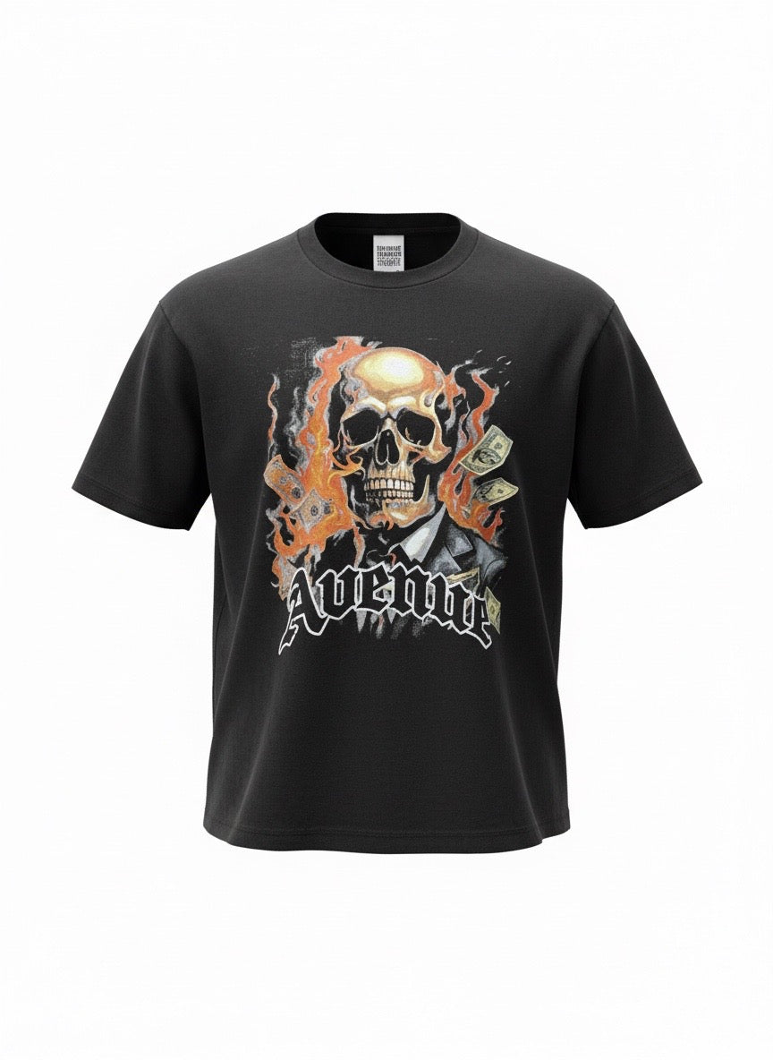 Money Flame Signature T-Shirt.. Oversized t-shirt..(Order 1 size down for best fit)