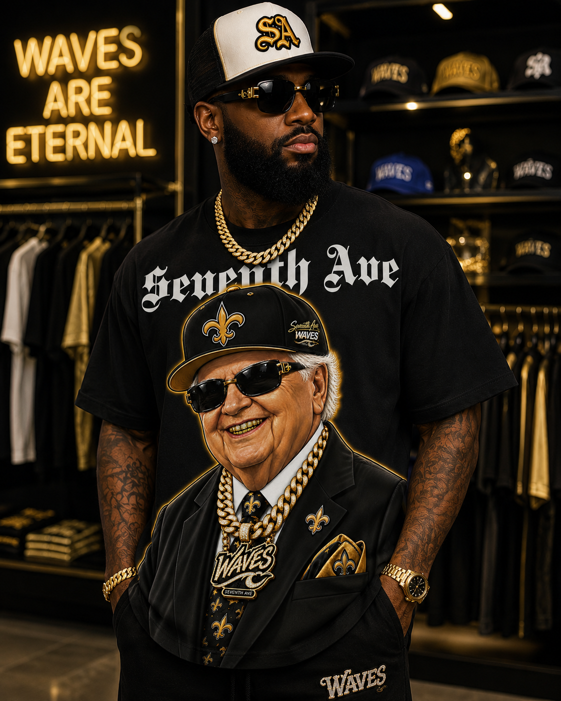 (Pre-Order) (2Colors) 60th Year Anniversary Tom Benson Wavy T-Shirt (Ships/Pickup by Sep 5)