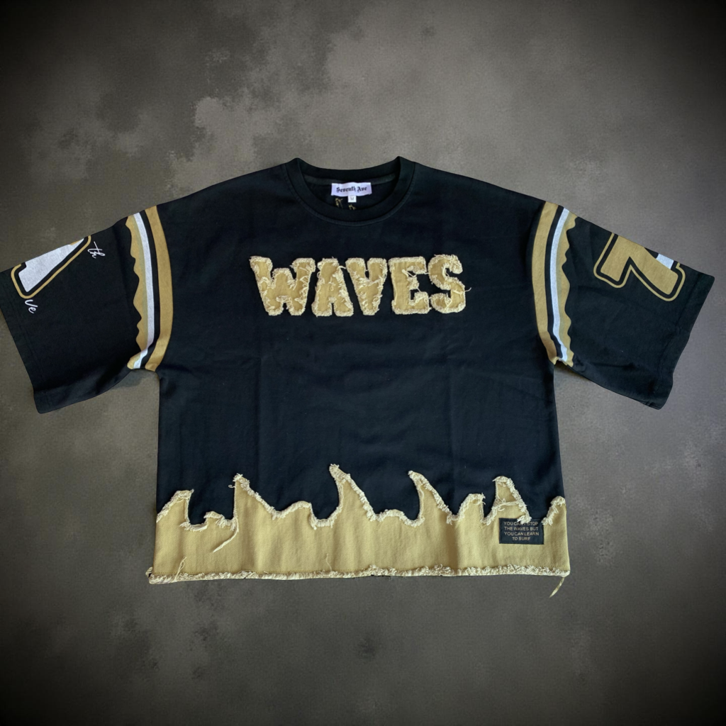 Wavy Crop Distressed (Black/Gold)