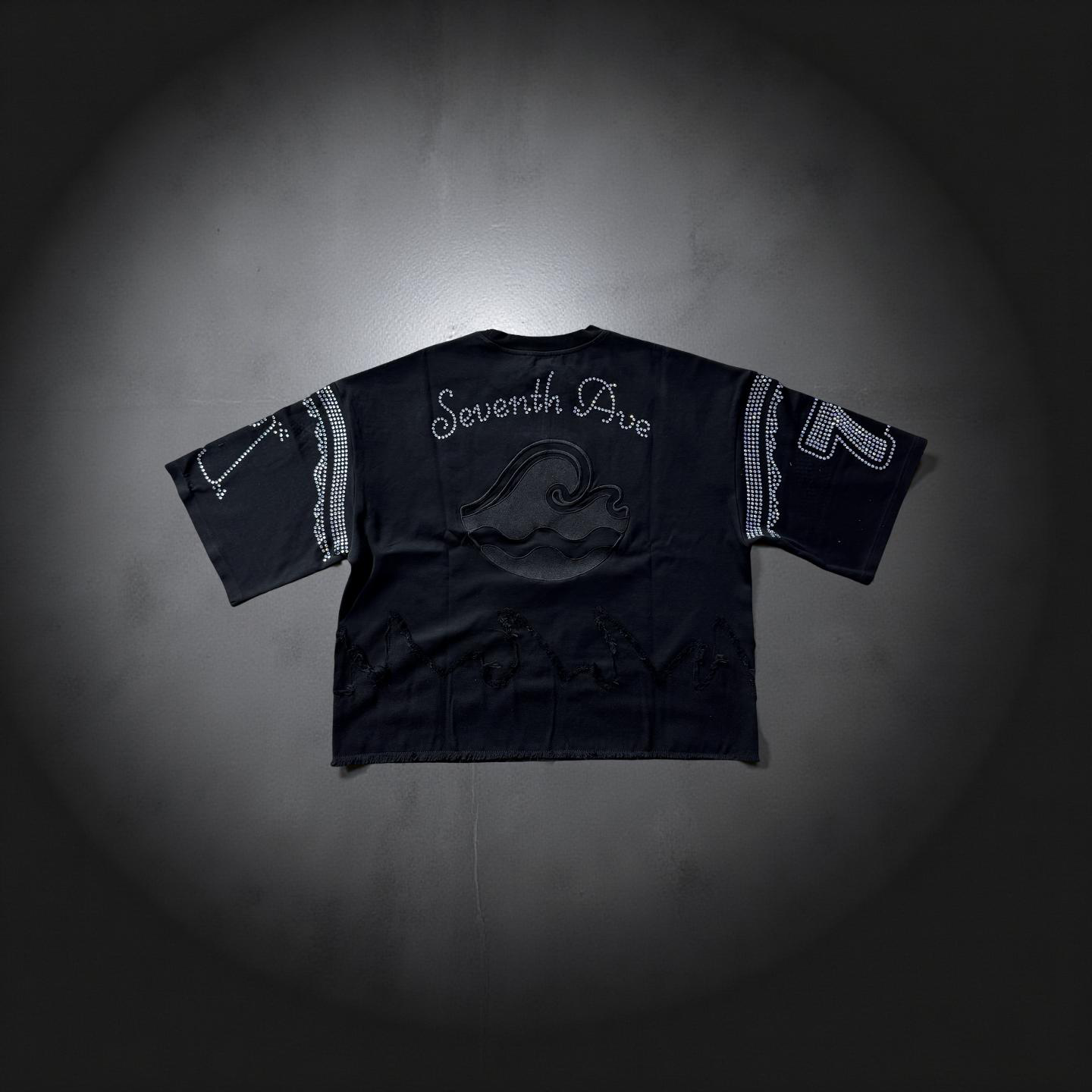 Wavy Crop Distressed (Black/Rhinestones)