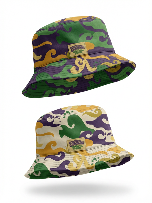 Reversible Waves Camo Bucket Hat (1 Hat, 2 Looks)