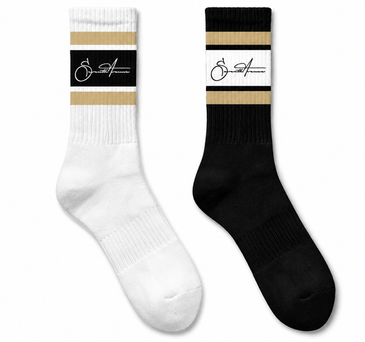 (Pre-Order) (2 Colors) Signature SA Socks (Black & Gold) (Ships/Pickup Sep 1st)