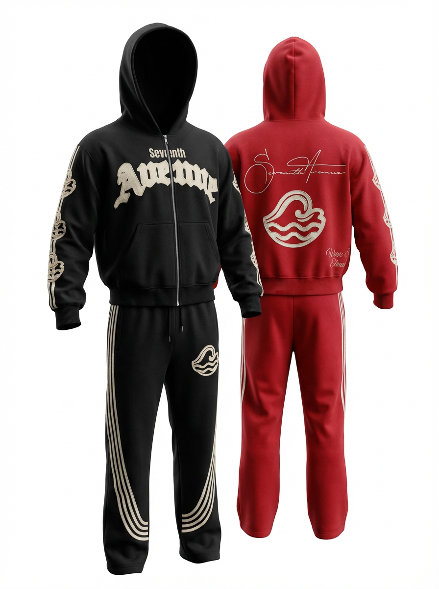 (2Colors) Avenue Signature Hoodie Track Suits Set
