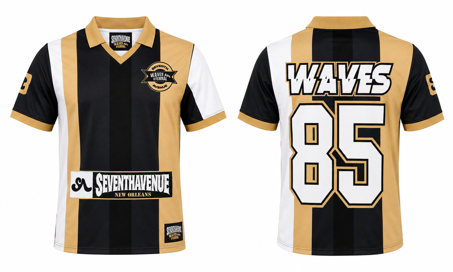 Unisex Waves Short sleeve soccer jersey (Black & Gold)